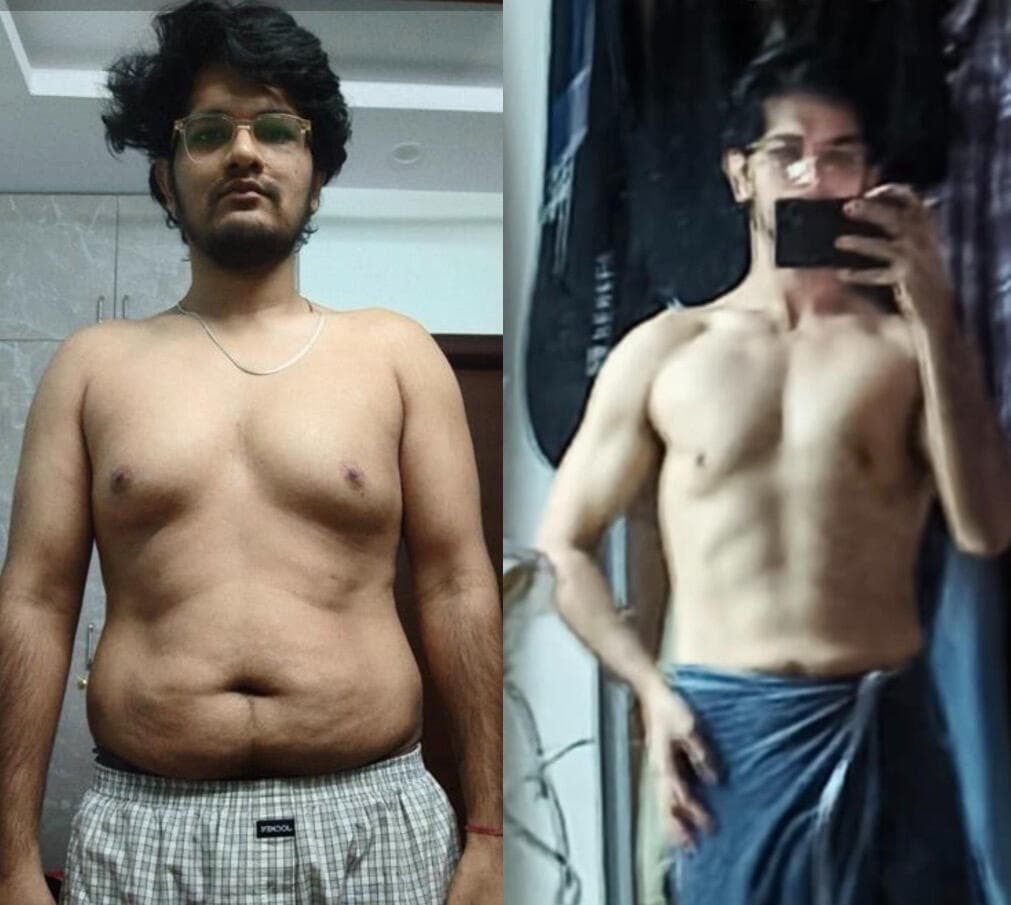 Harsh - Team PL Harsh - fat loss transformation, 31 lbs down in 5 months while working a 9-5, Pratyush Liftz client