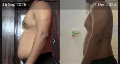 Chandra Shekar progress - 96 kg to 86 kg in 3 months while working a 9-5, Pratyush Liftz client