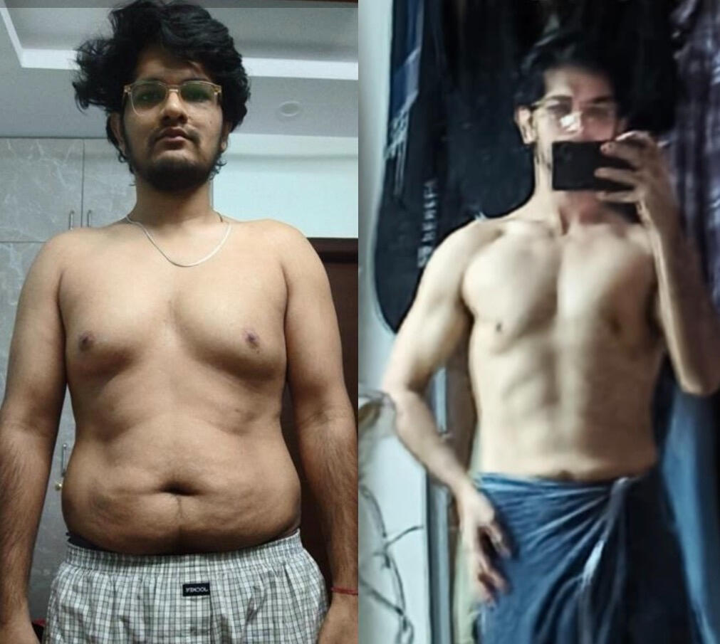 Harsh - fat loss transformation, 31 lbs down in 5 months while working a 9-5, Pratyush Liftz client